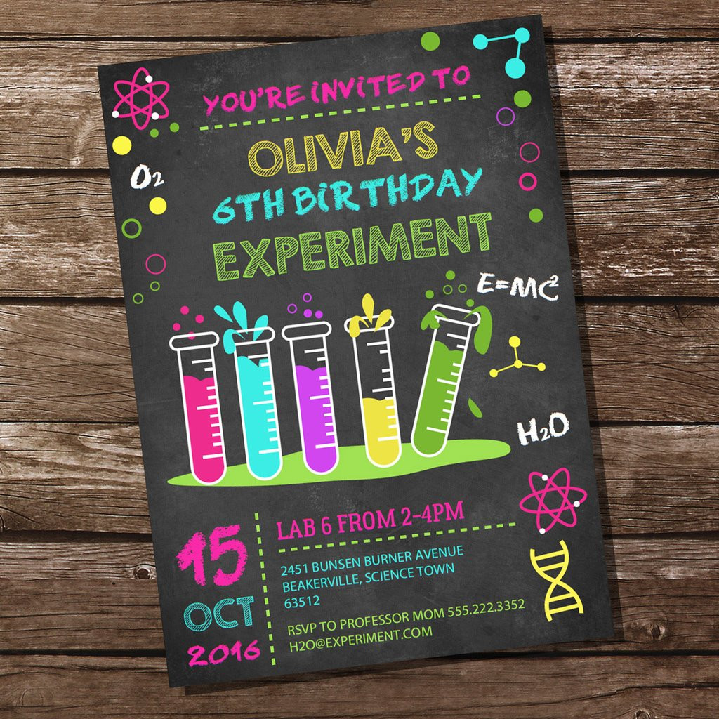 Science Birthday Party Invitations
 Science Experiment Party Invitation For Girls