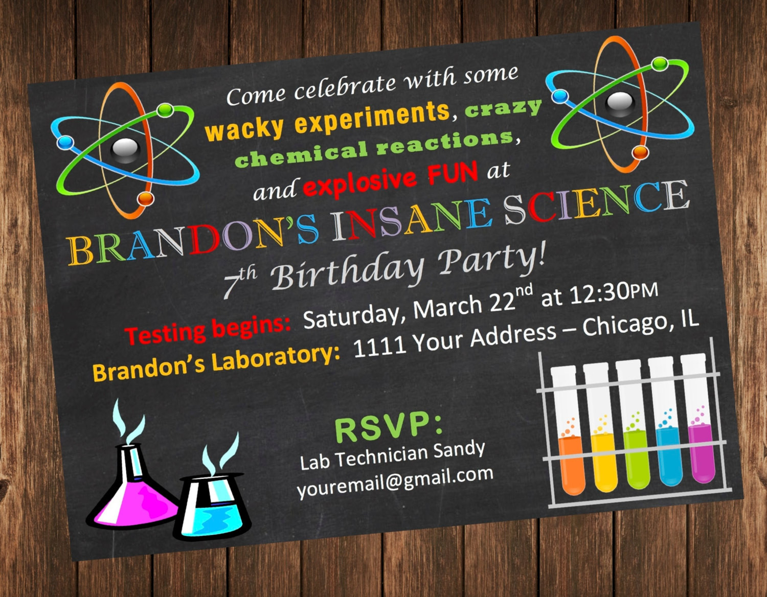 Science Birthday Party Invitations
 Insane Science Birthday Party Invitation Science Laboratory