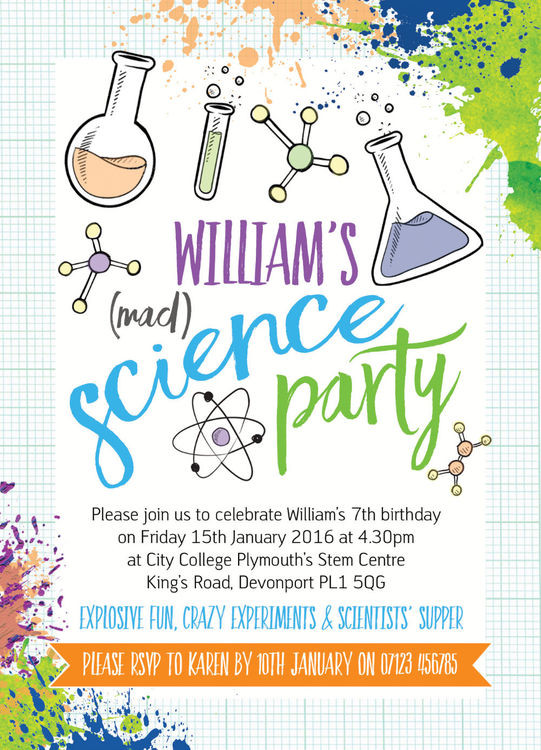 Science Birthday Party Invitations
 Mad Science Party Invitation from £0 80 each