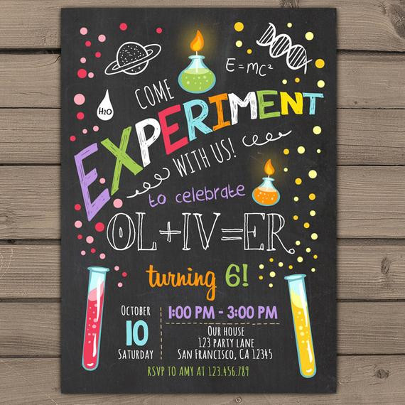 Science Birthday Party Invitations
 Items similar to Science birthday invitations Science