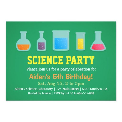 Science Birthday Party Invitations
 Chemistry Science Kids Birthday Party Invitations