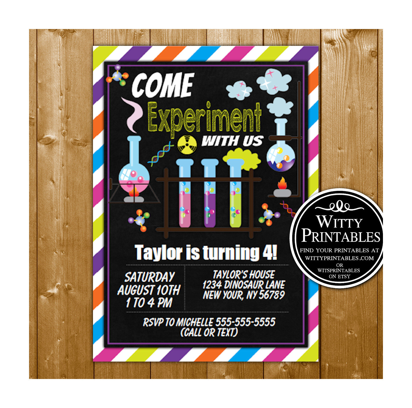 Science Birthday Party Invitations
 Science Fun Party Invitation Printable Digital Download
