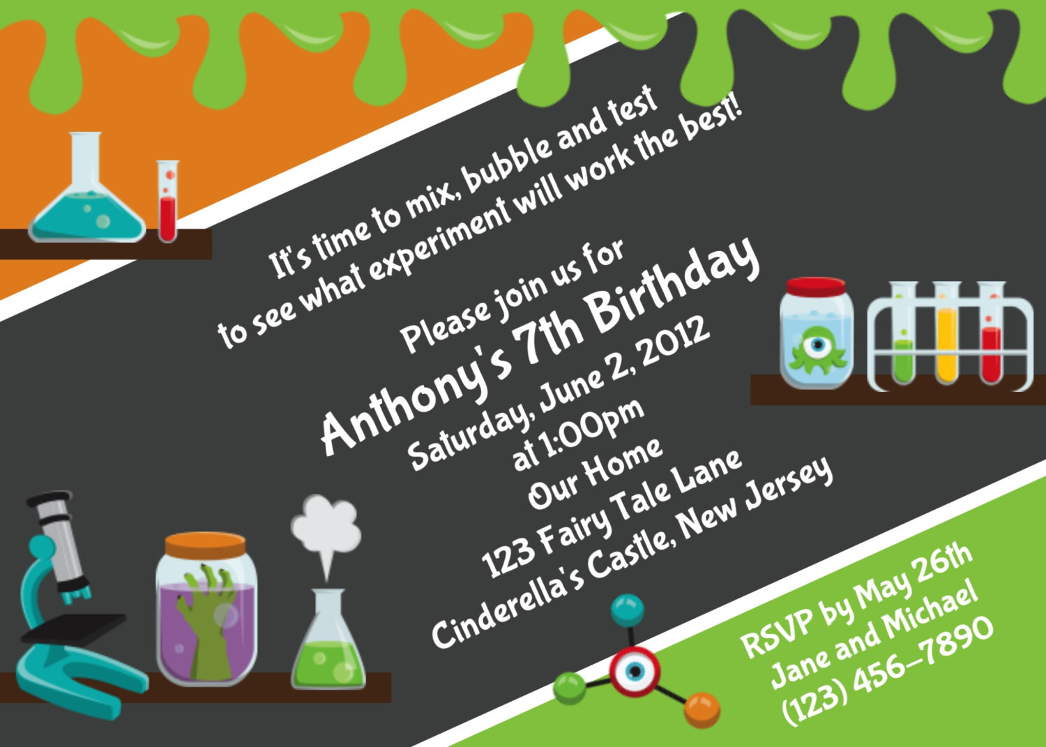 Science Birthday Party Invitations
 Mad Scientist Birthday Party Invitations