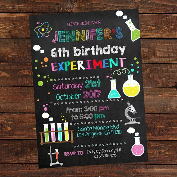 Science Birthday Party Invitations
 Science Girl Birthday Invitations Mad Science Party