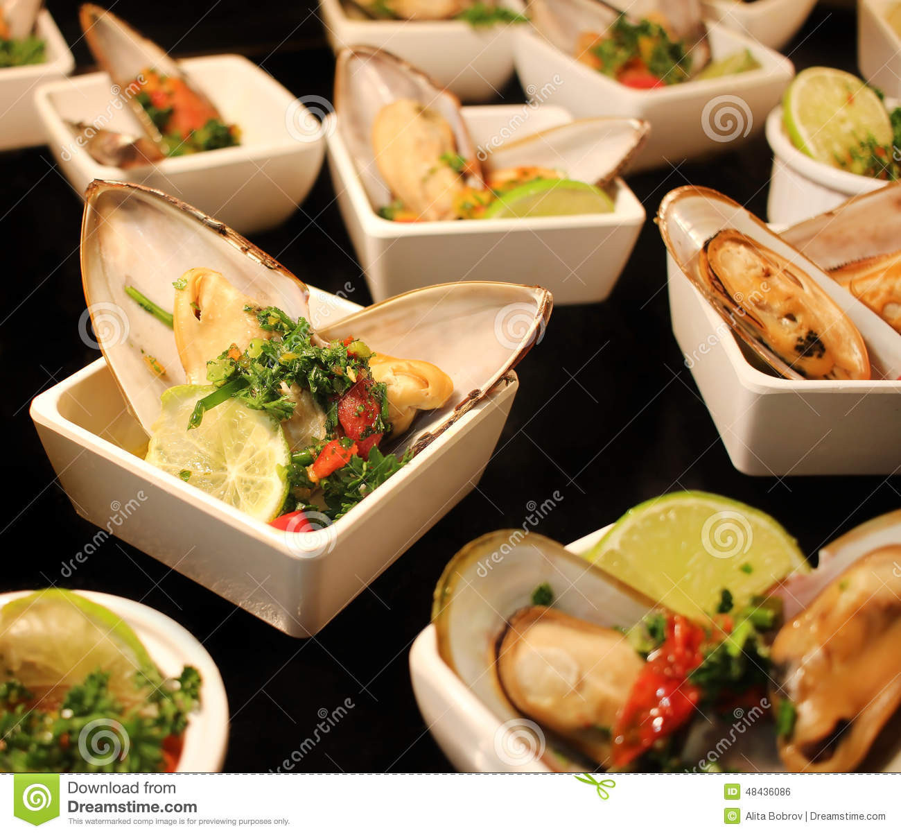 Seafood Restaurant Appetizers
 Seafood Appetizers stock photo Image of fish canape