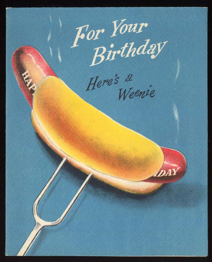 Sexy Happy Birthday Wishes
 1950s HOT DOG Weenie MARTINI Happy BIRTHDAY Greeting CARD