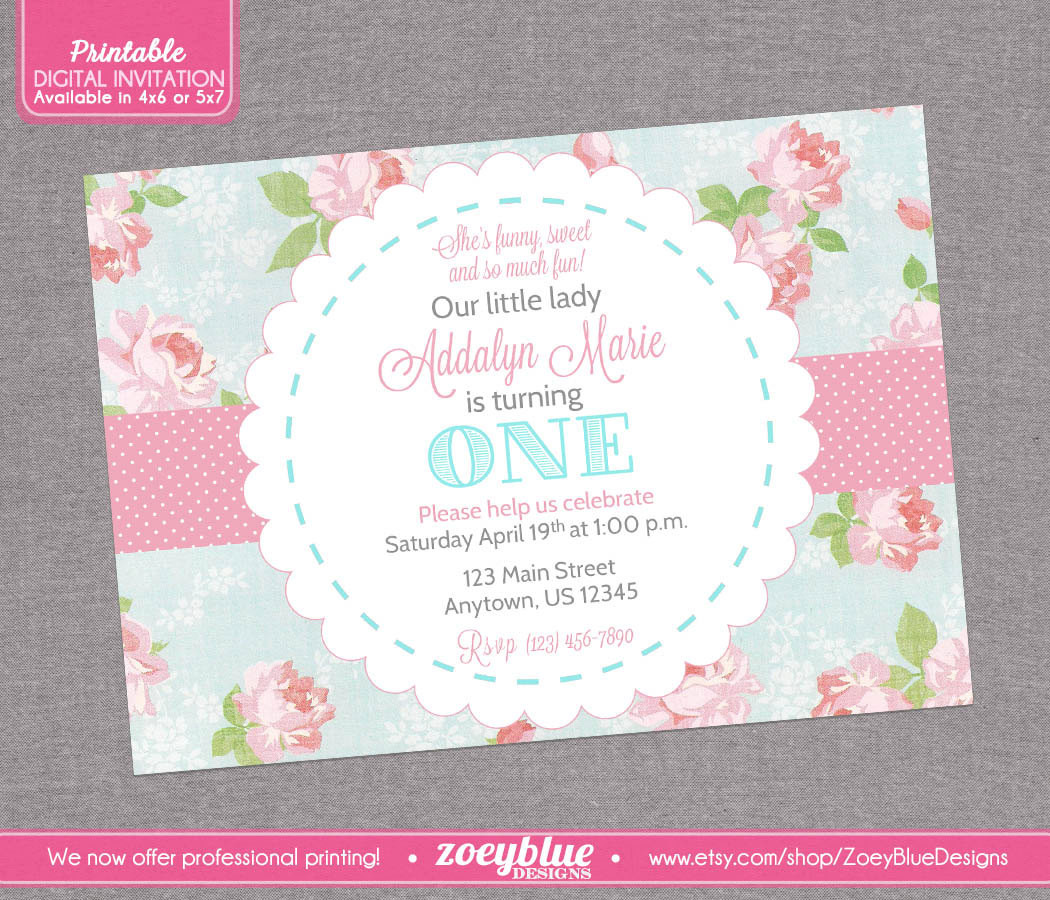 Shabby Chic Birthday Invitations
 Shabby Chic Birthday Invitation Vintage Floral by