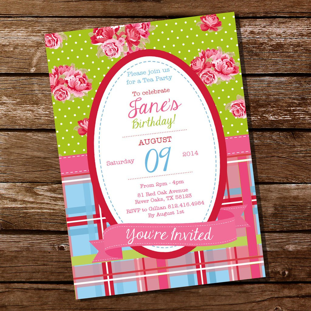 Shabby Chic Birthday Invitations
 Bright Shabby Chic Birthday Party Invitation