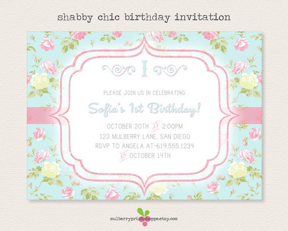 Shabby Chic Birthday Invitations
 Unavailable Listing on Etsy