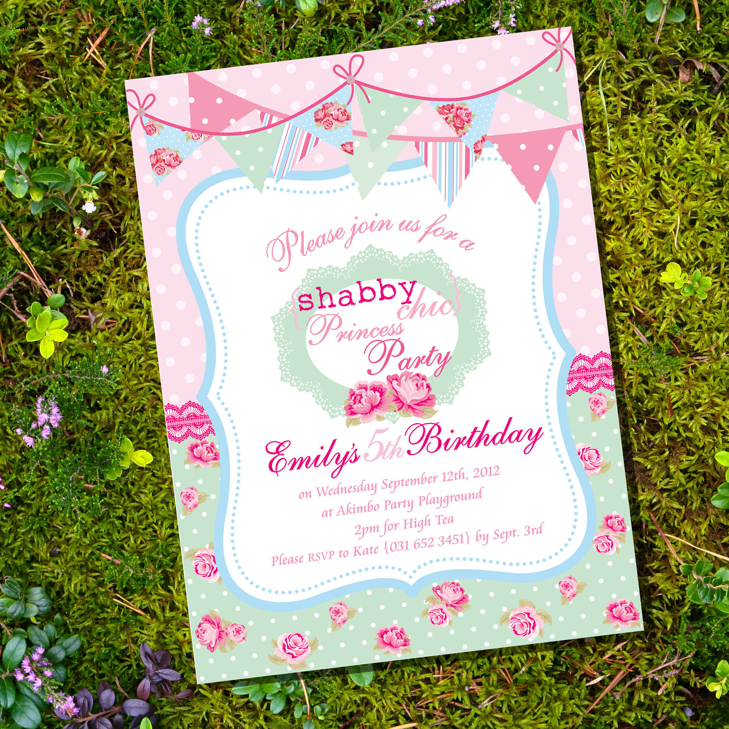 Shabby Chic Birthday Invitations
 Shabby Chic Princess Party Invitation ly Instantly