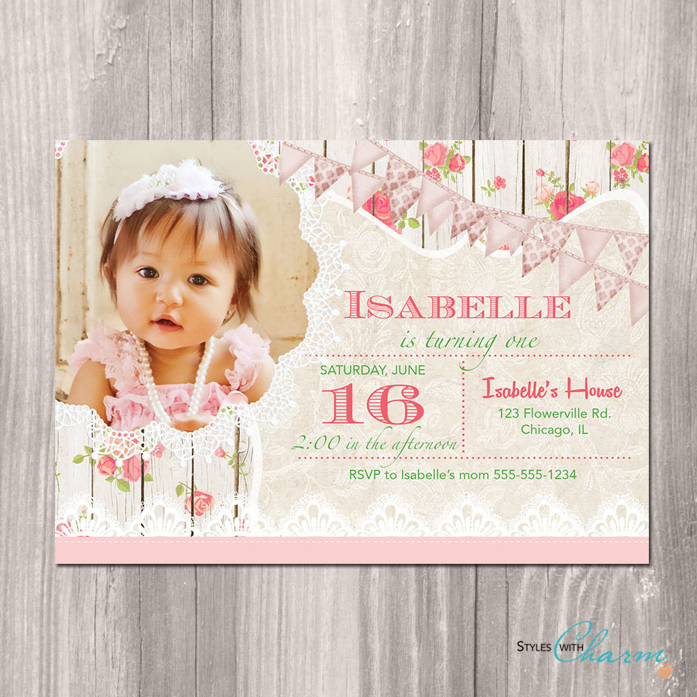 Shabby Chic Birthday Invitations
 Shabby Chic Birthday Invitation Tea Party birthday