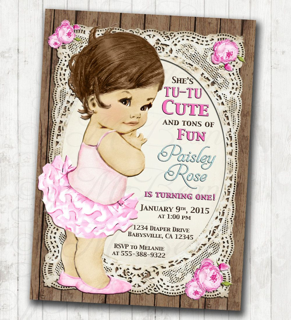 Shabby Chic Birthday Invitations
 1st Birthday Invitation for Girl Shabby Chic Birthday