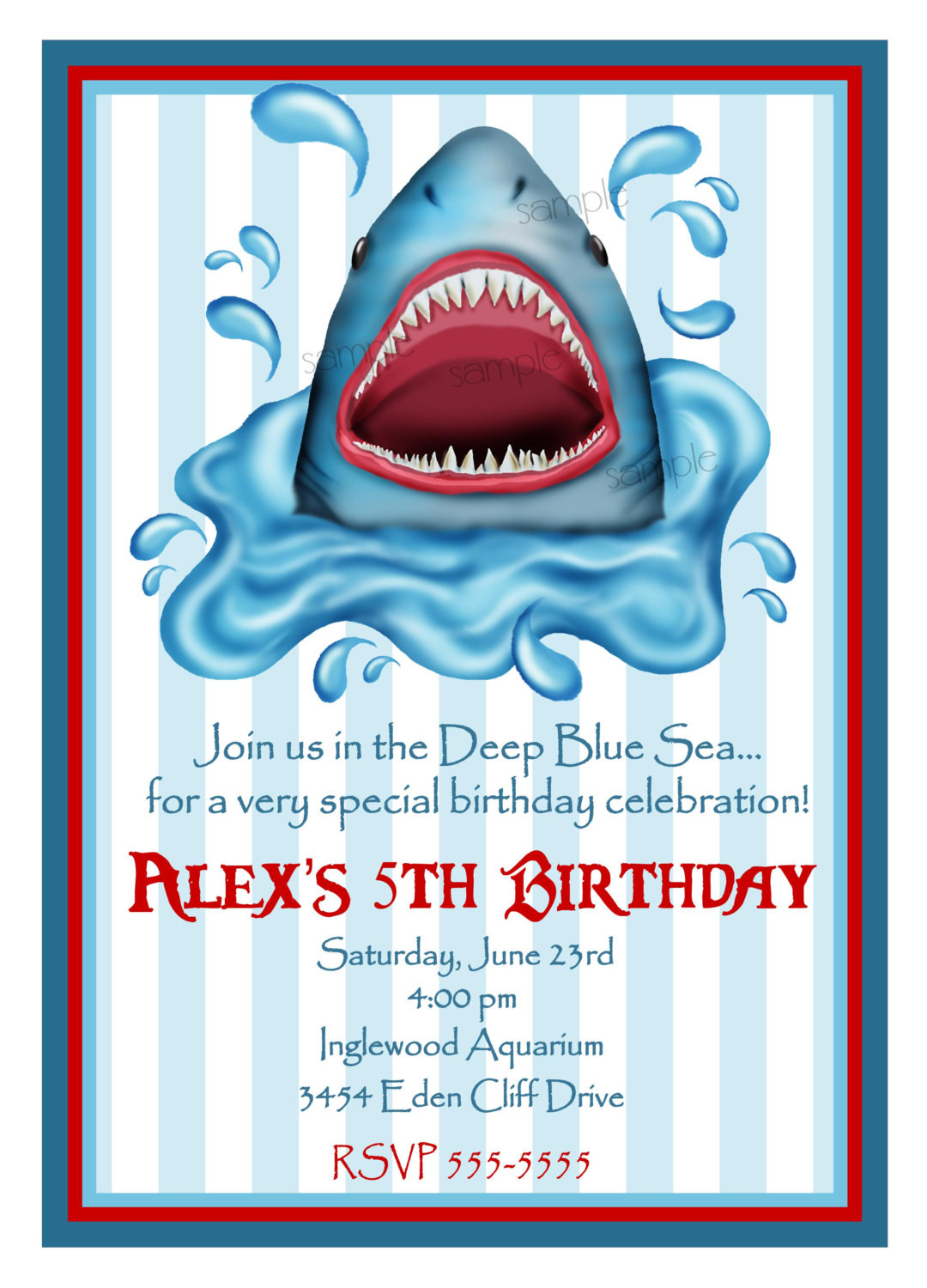 Shark Birthday Party Invitations
 Shark invitations Shark Birthday party Shark