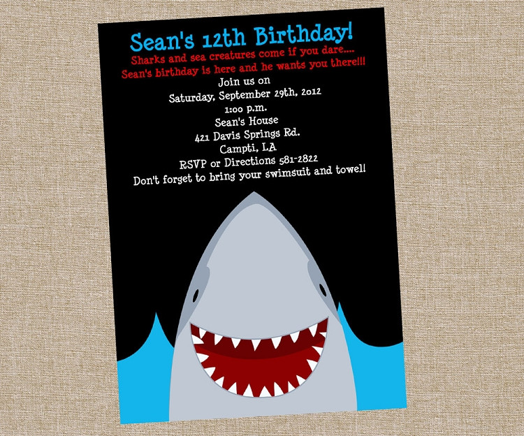 Shark Birthday Party Invitations
 Shark Birthday Invitations