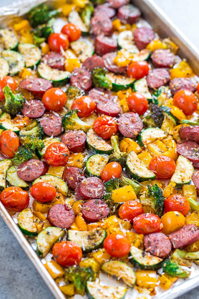 Sheet Pan Dinners Sausage
 Sheet Pan Sausage Dinner with Ve ables Averie Cooks