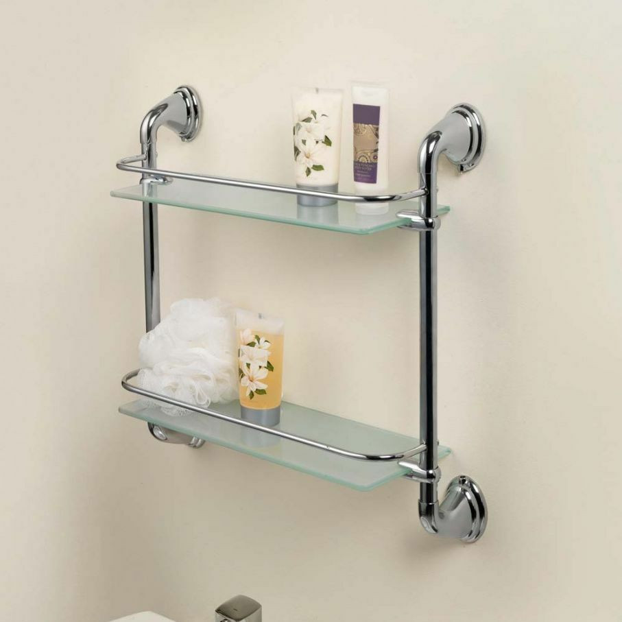 Shelves For Bathroom Wall
 Chrome 2 Tier Glass Wall Mounted Bath Bathroom Shelves