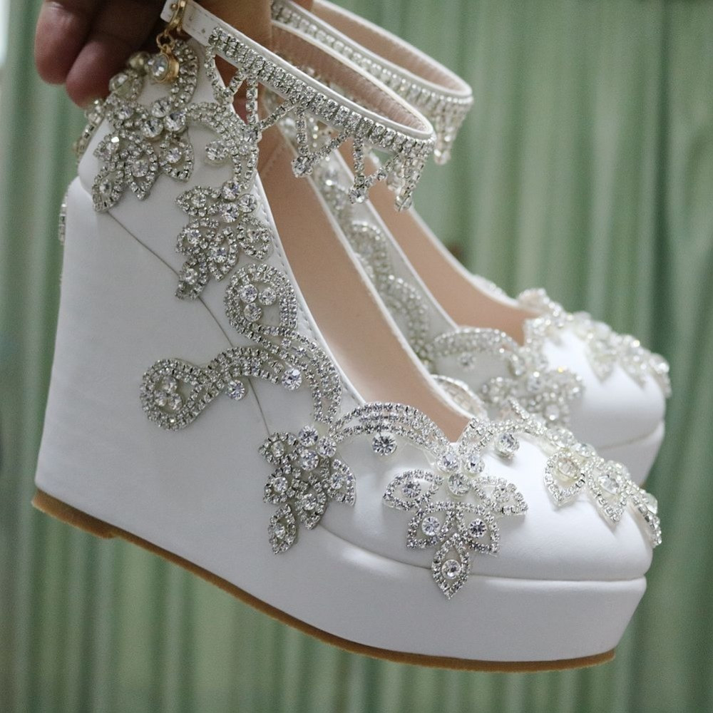 Shoes For A Wedding
 Fashion rhinestone wedges pumps heels wedding shoes for