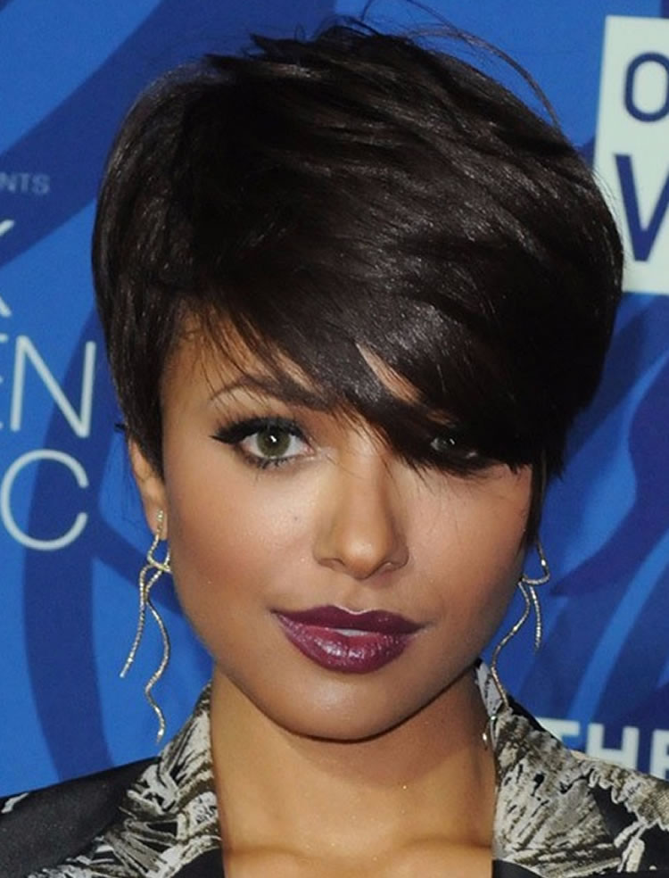 Short Natural Hairstyles For African American Women
 Natural Short Pixie Side Bangs Haircuts for African