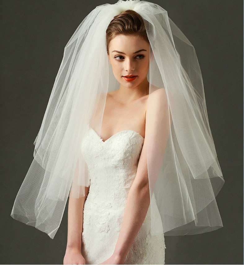Short Wedding Hair With Veil
 wedding veil 2017 fluffy bridal veil two layers short veil