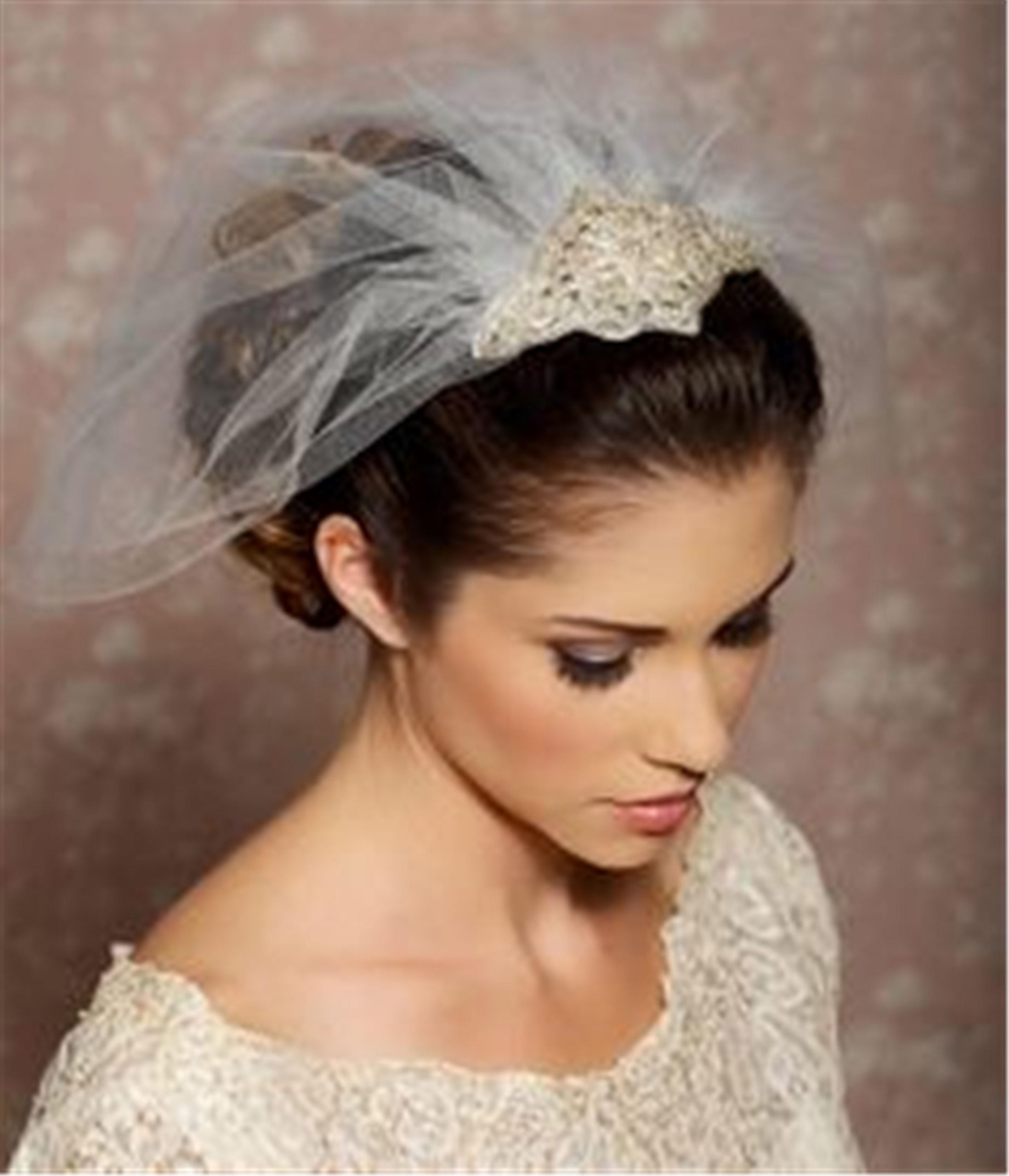 Short Wedding Hair With Veil
 Custom Made White Ivory Bridal Veils Birdcage Wedding