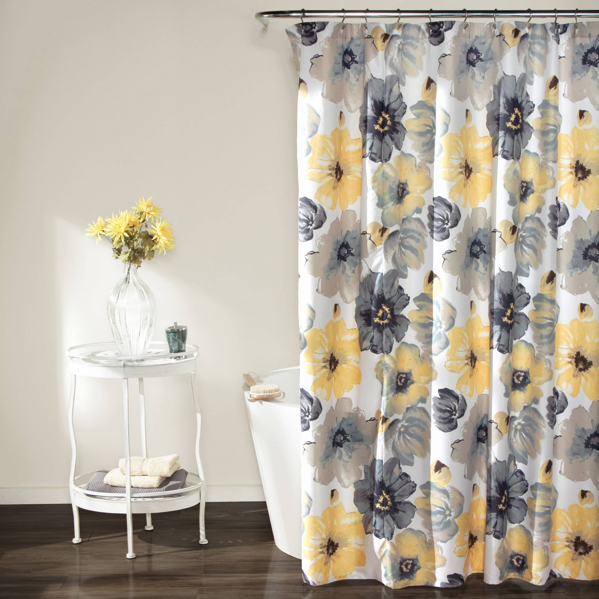 Shower Curtain For Gray Bathroom
 Leah Shower Curtain Yellow Gray 72"x72" Walmart