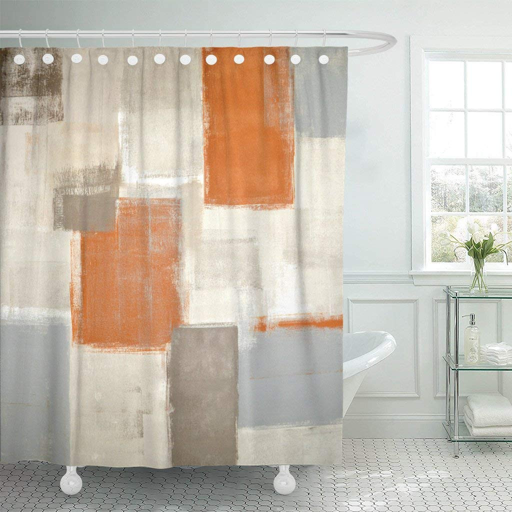 Shower Curtain For Gray Bathroom
 Aliexpress Buy Gray Contemporary Beige and Orange