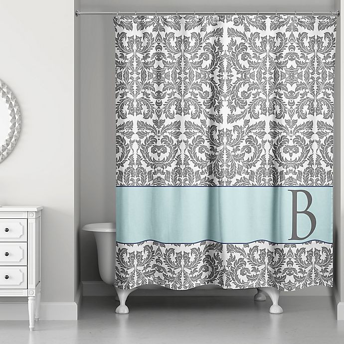 Shower Curtain For Gray Bathroom
 Botanical Leaves Shower Curtain in Grey Blue