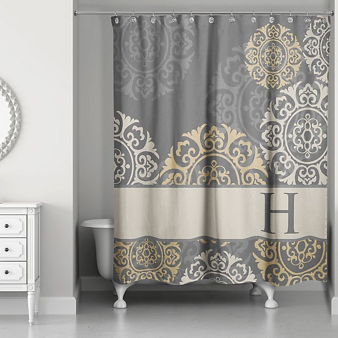 Shower Curtains For Grey Bathroom
 Medallions Shower Curtain in Grey Taupe Gold