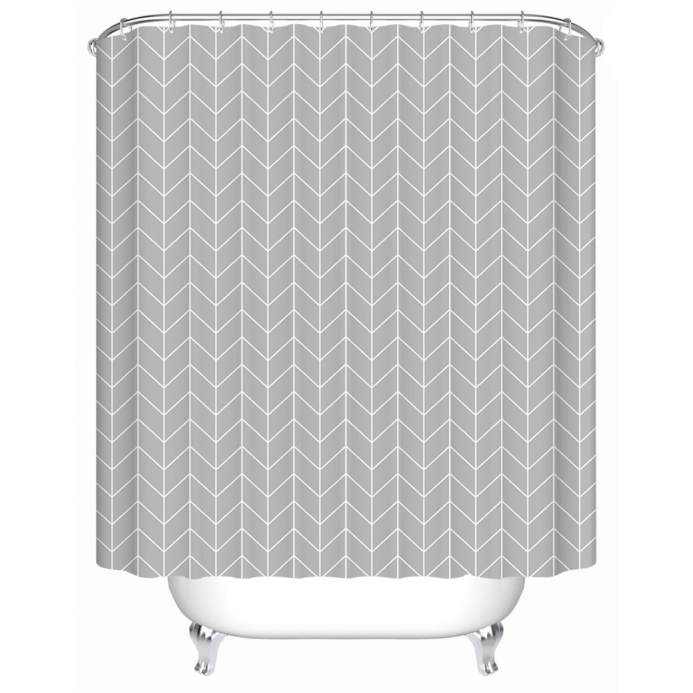 Shower Curtains For Grey Bathroom
 Grey Geometric Printing Shower Curtain Waterproof