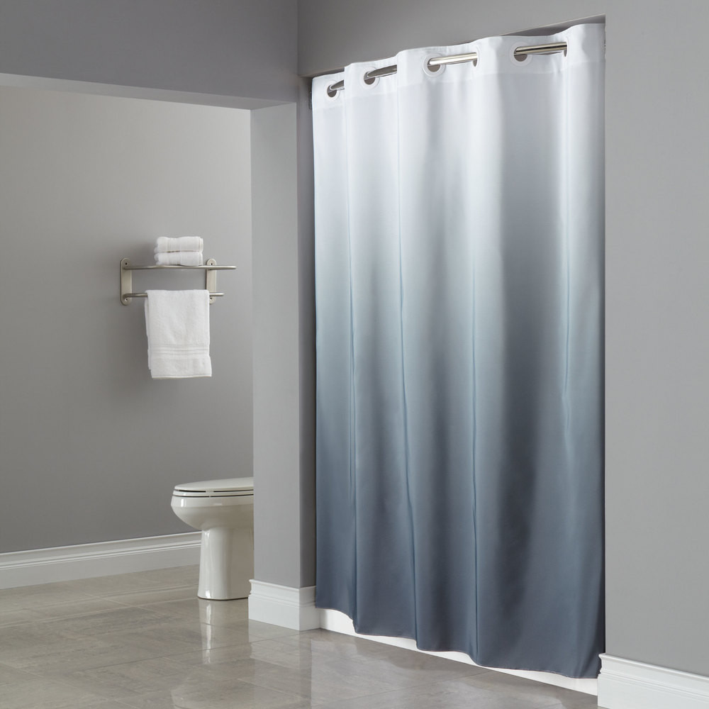 Shower Curtains For Grey Bathroom
 Hookless HBH40GRD0177 White Gray The Graduate Shower