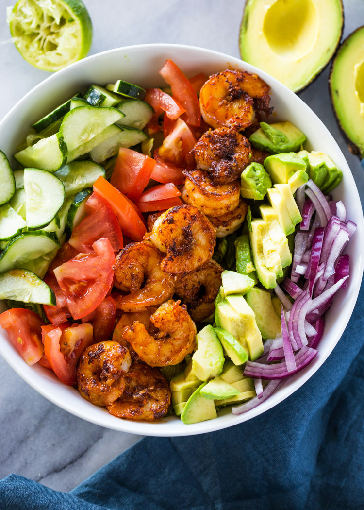 Shrimp Avocado Tomato Salad
 Skinny Shrimp & Avocado Salad with Cilantro Lime Dressing