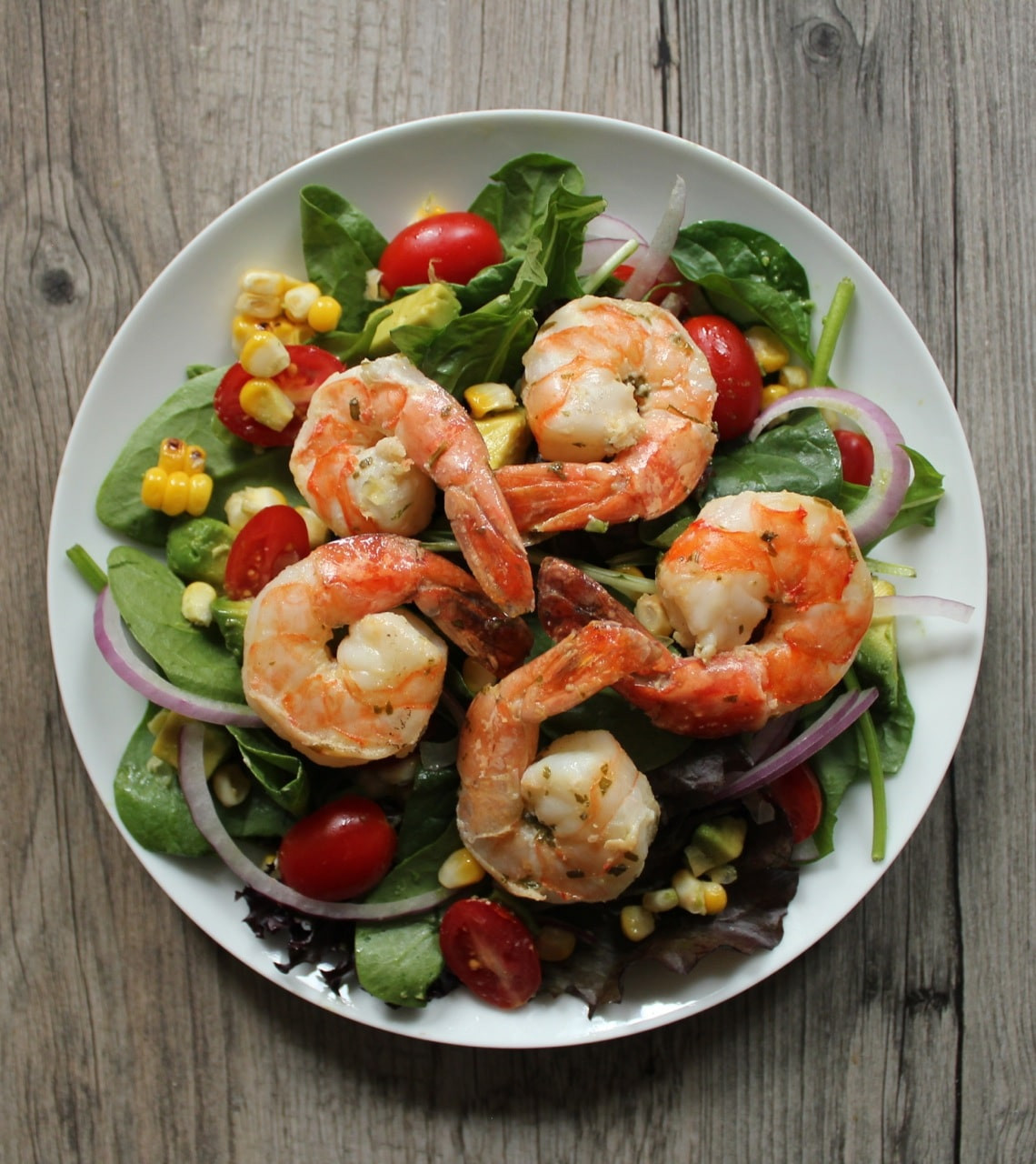 Shrimp Avocado Tomato Salad
 Summer Salad with Avocado Corn and Grilled Herb Shrimp