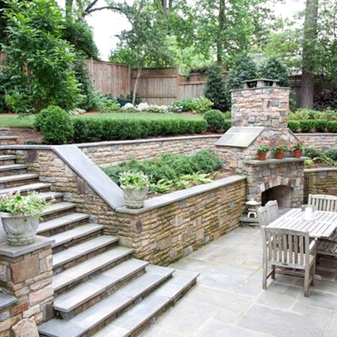 Side Sloped Backyard Landscaping
 Creative Outdoor Fireplace Designs and Ideas
