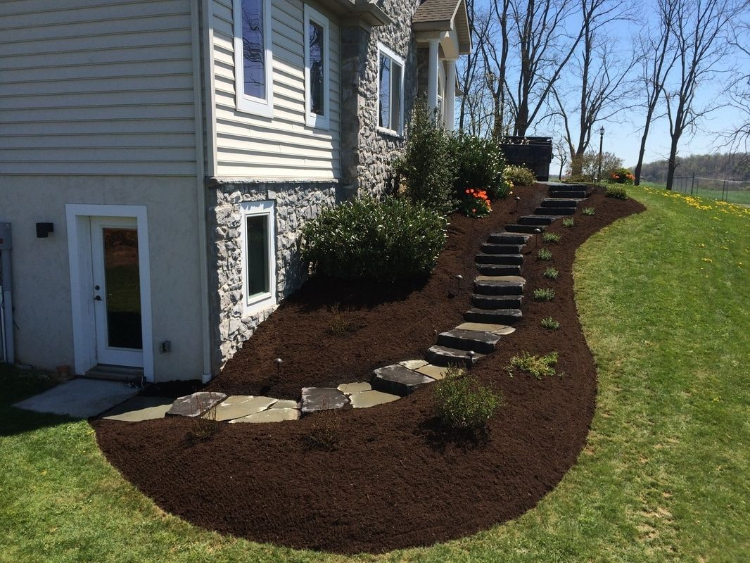 Side Sloped Backyard Landscaping
 Cobblestone landscape LLC With images