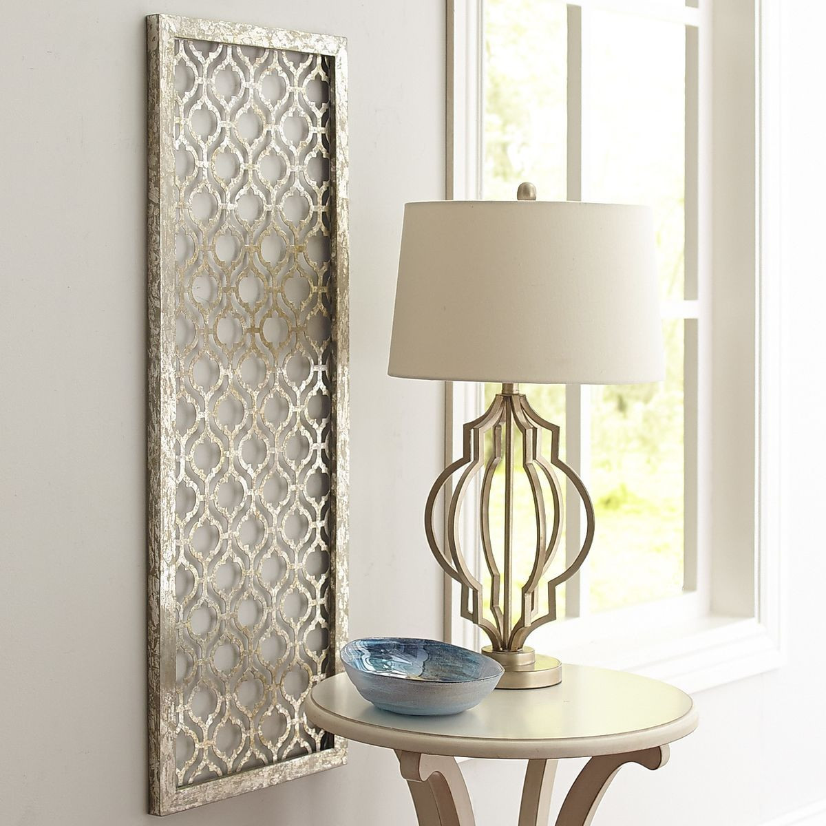 Silver Bathroom Wall Decor
 Trellis Metal 16x44 Wall Panel