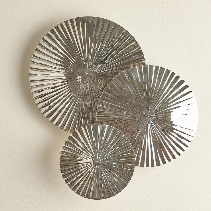 Silver Bathroom Wall Decor
 Silver Pleated Discs Wall Decor Set