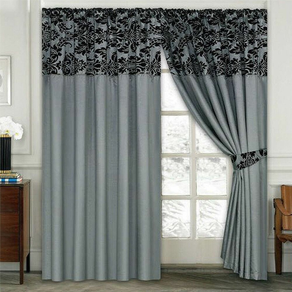 Silver Curtains For Living Room
 Damask Half Flock Pair Bedroom Curtain Living Room