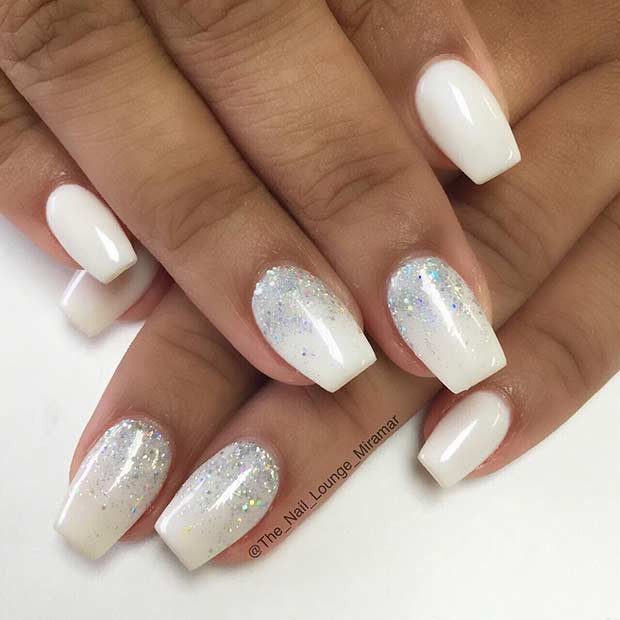 Silver Glitter Ombre Nails
 41 Chic White Acrylic Nails to Copy