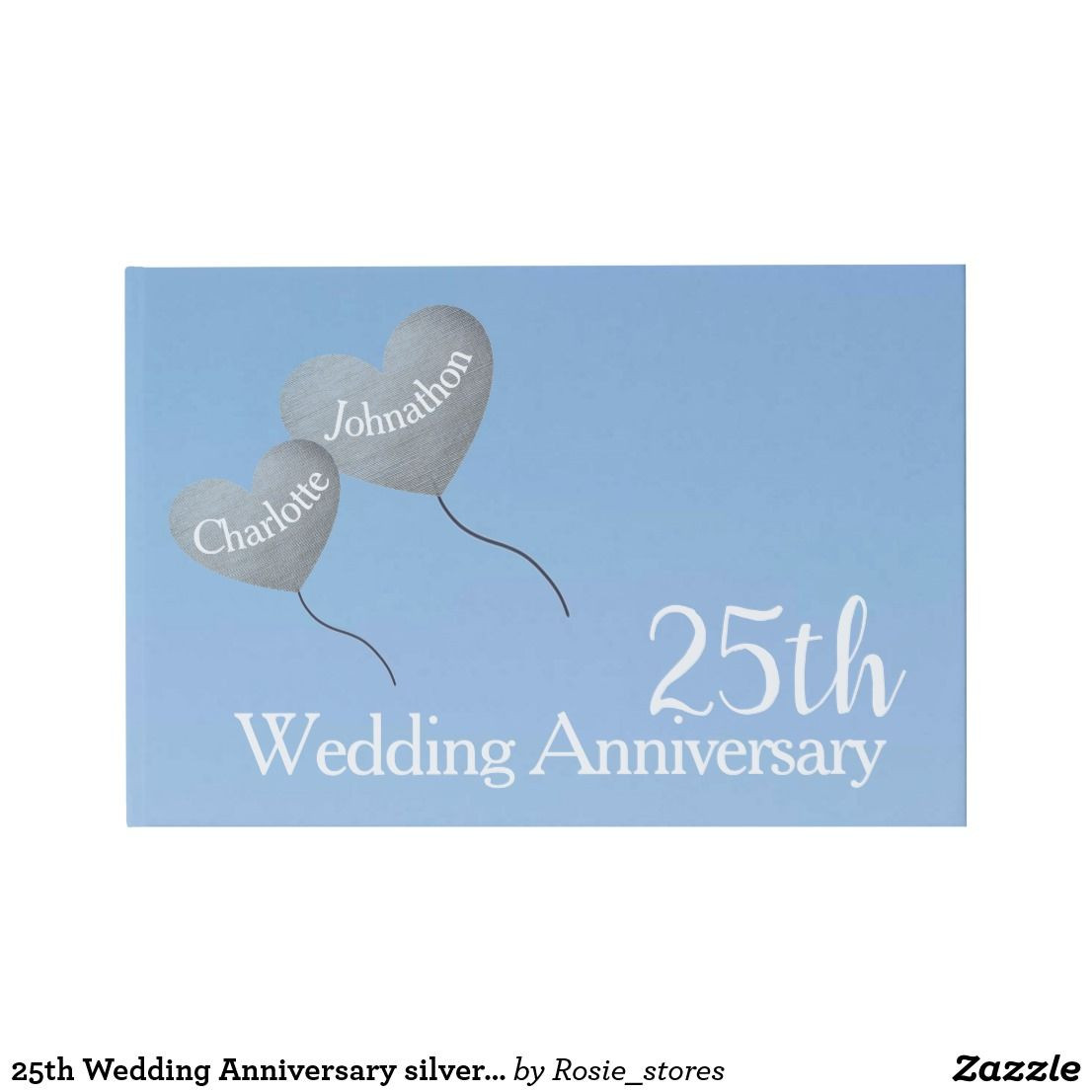 Silver Heart Wedding Guest Book
 25th Wedding Anniversary silver heart balloon Guest Book