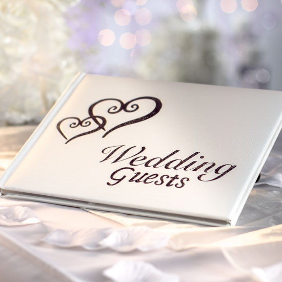 Silver Heart Wedding Guest Book
 Silver Embossed Hearts "Wedding Guests" Book Guest Books