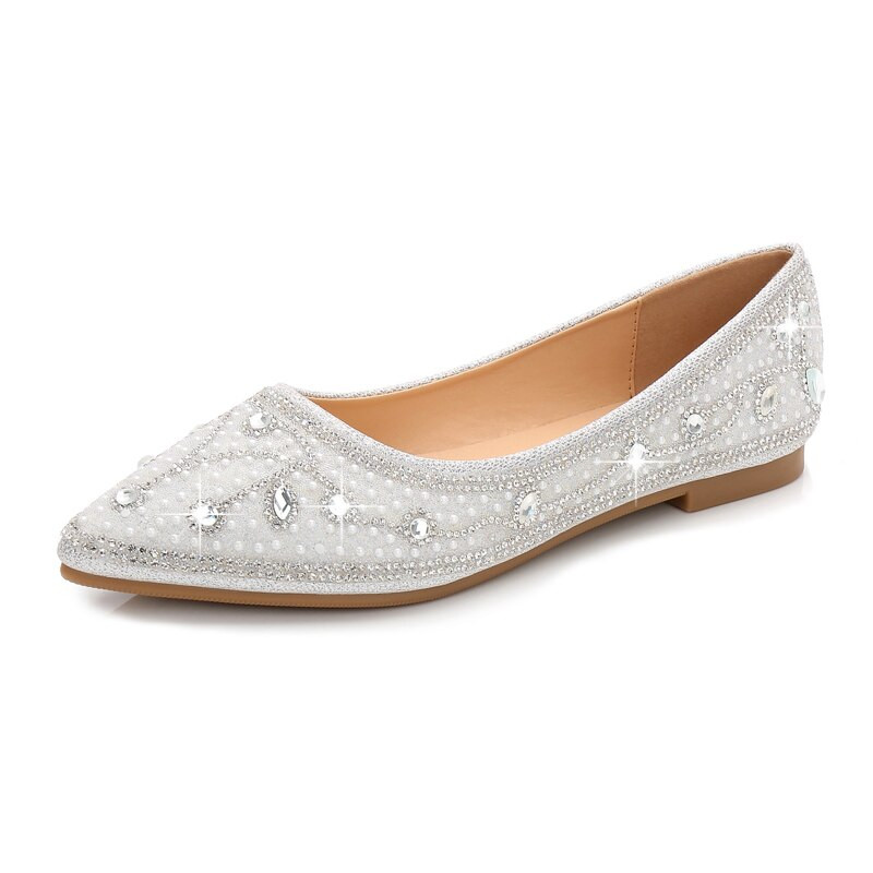 Silver Rhinestone Wedding Shoes
 Flat Wedding Shoes New Design Rhinestone Bridal Wedding