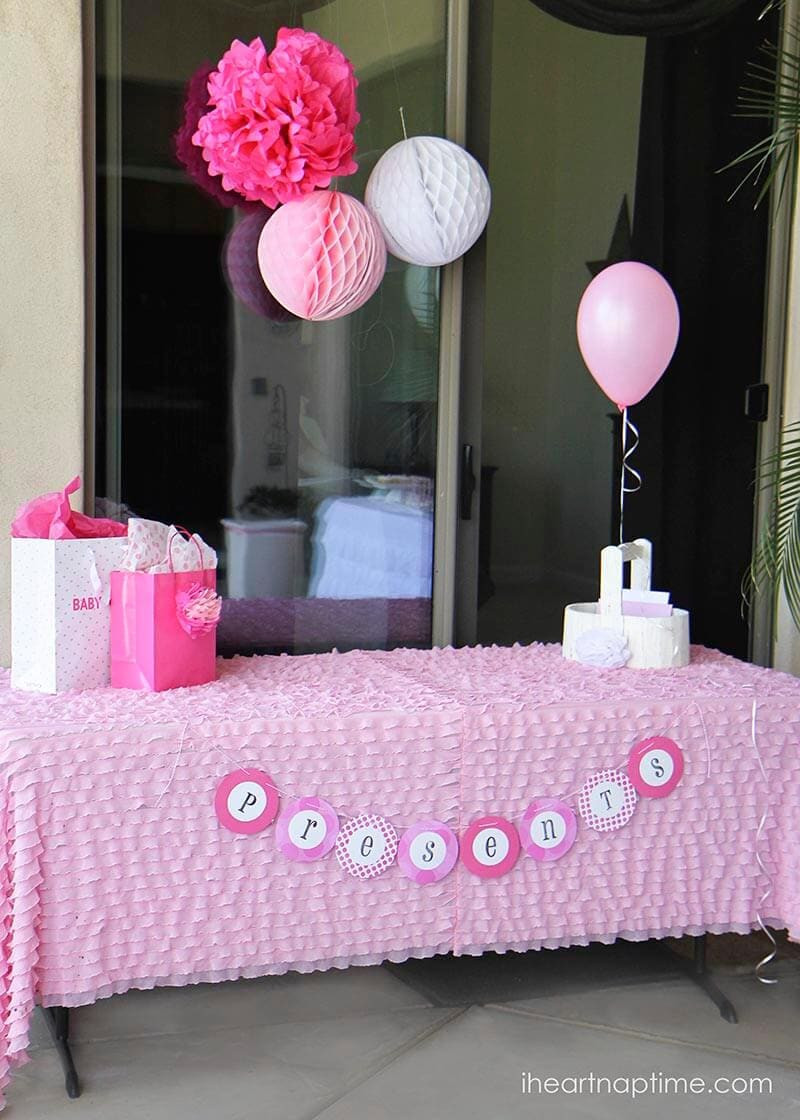 Simple Baby Shower Decoration Ideas
 Pink baby shower w printable baby shower games I Heart