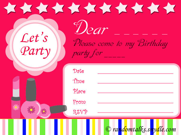 Simple Birthday Invitations
 Free Printable Birthday Invitations – Random Talks