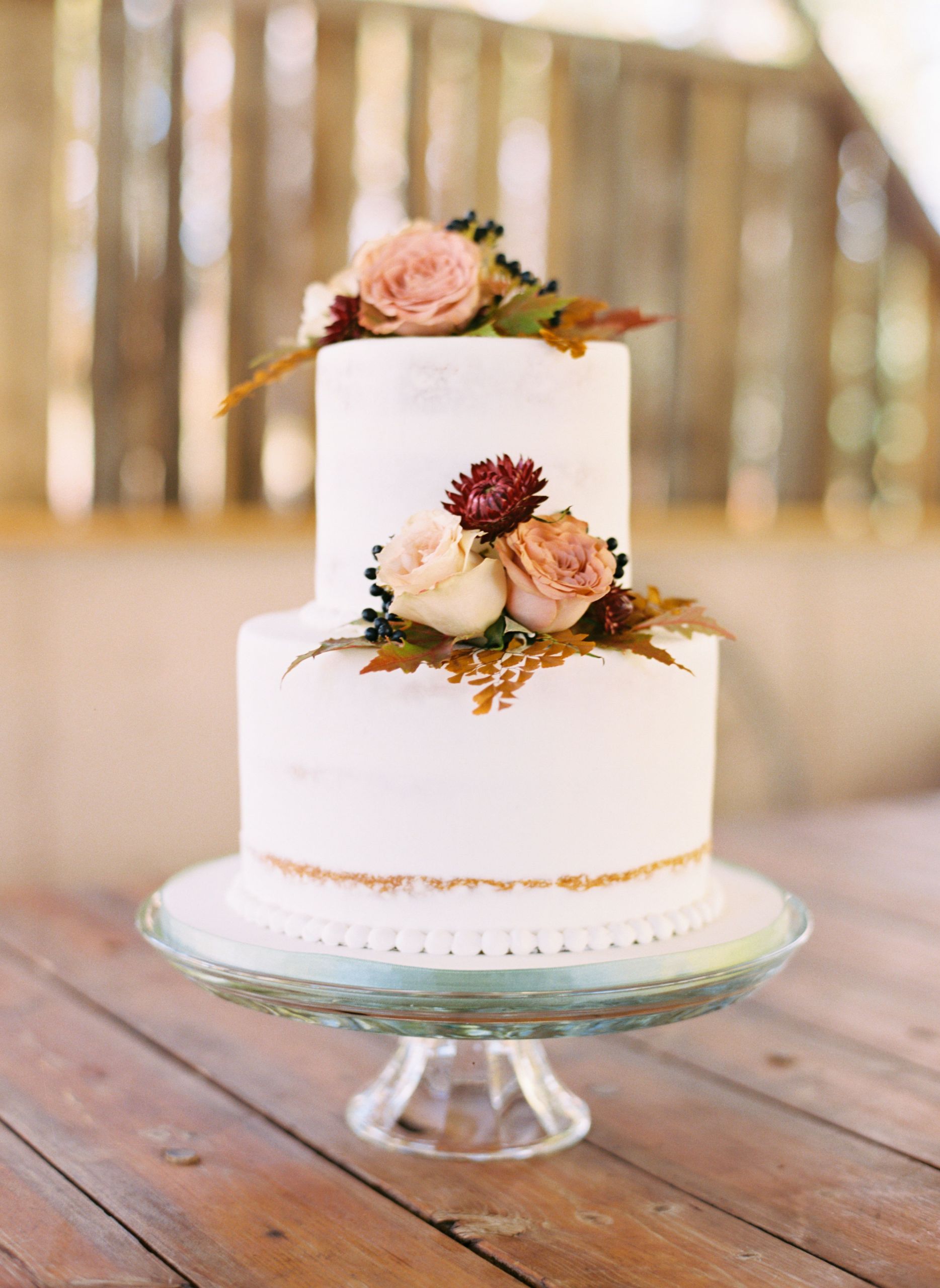 Simple Fall Wedding Cakes
 Simple Fall Two Tier Wedding Cake Autumnal Inspired with