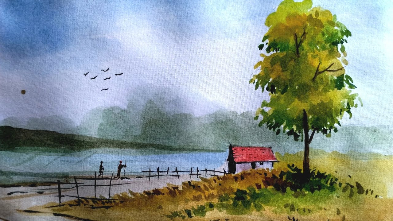 Simple Landscape Paintings
 How to paint a simple landscape in watercolor