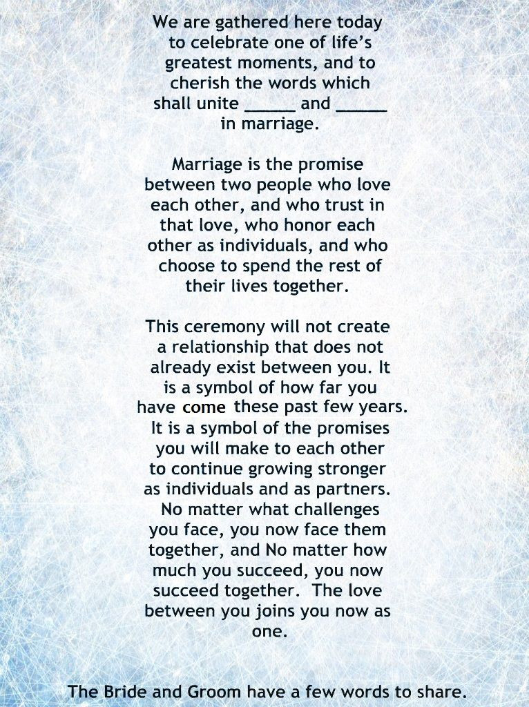 Simple Wedding Vows Non Religious
 My Non Religious Short and Sweet Wedding Ceremony Script