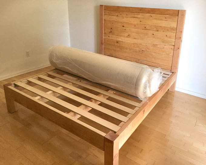 Simple Wooden Bed Frame DIY
 DIY Bed Frame & Wood Headboard $1500 Look for $100 A