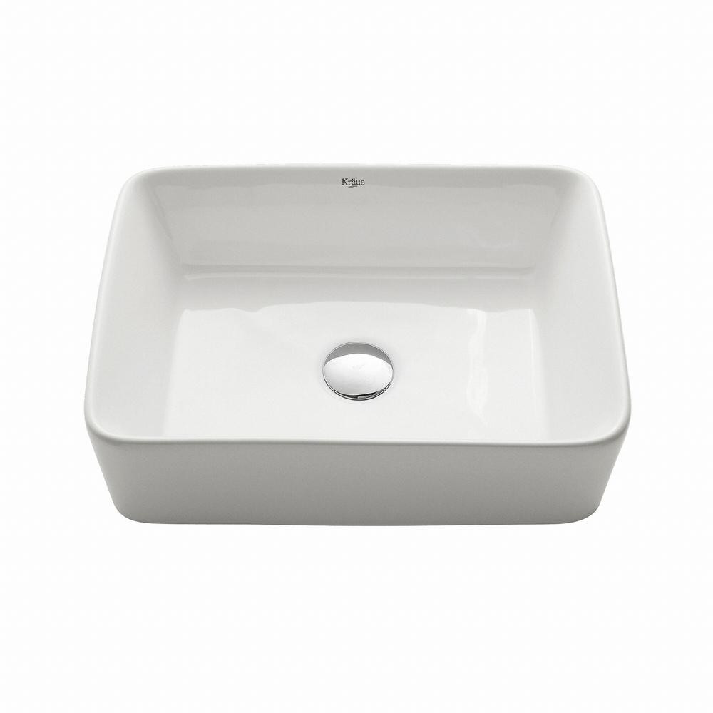 Sink Bathroom Home Depot
 KRAUS Rectangular Ceramic Vessel Bathroom Sink in White