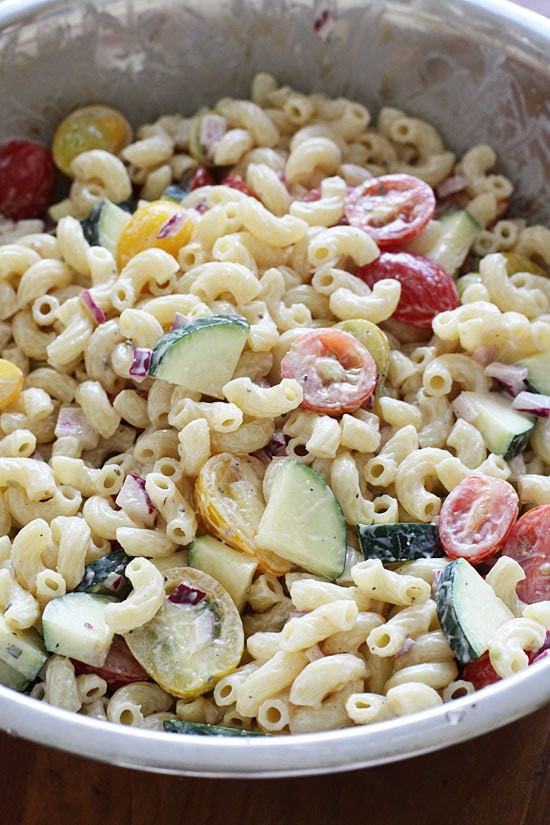 Skinnytaste Pasta Salad
 Summer Macaroni Salad with Tomatoes and Zucchini