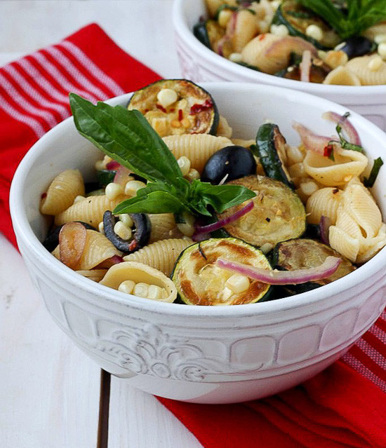 Skinnytaste Pasta Salad
 Warm Pasta Salad with Corn and Zucchini